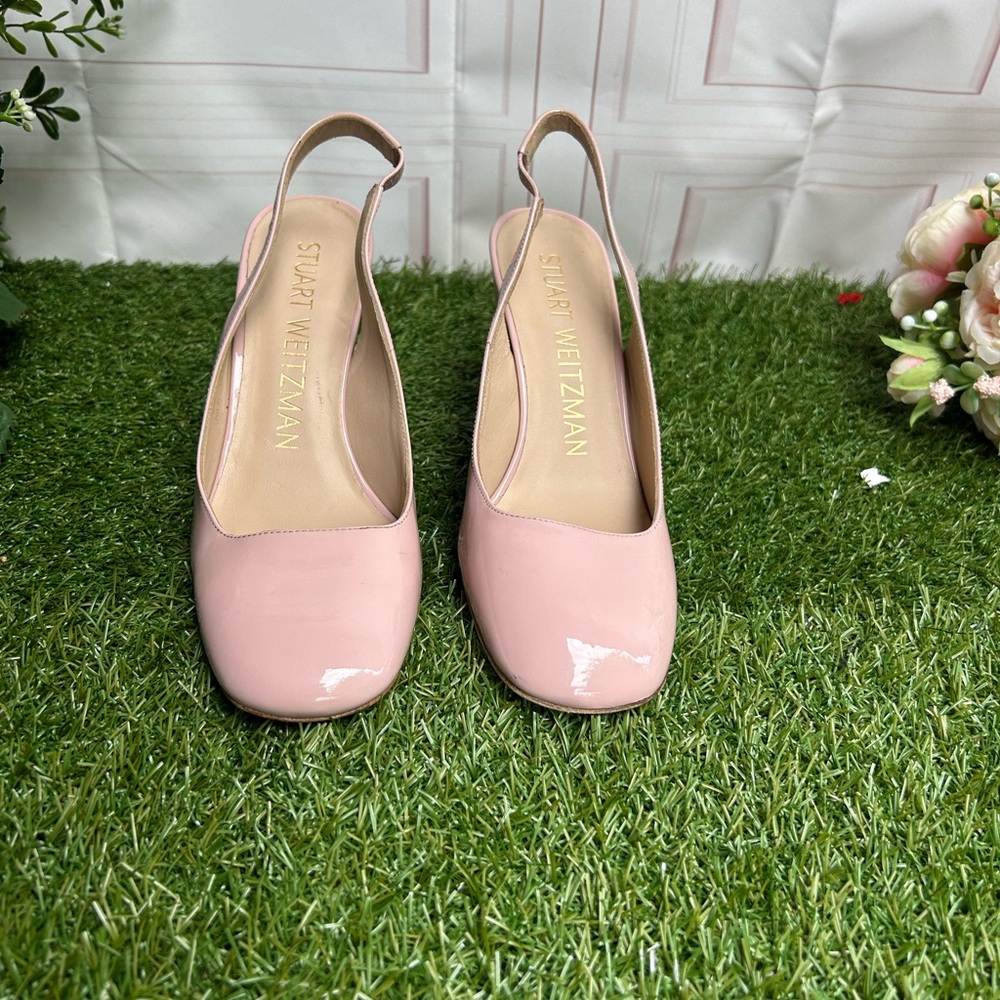 STUART WEITZMAN Cryblock pink 85 Slingback Pump  women Size 6 Ballet Patent - Picture 11 of 17